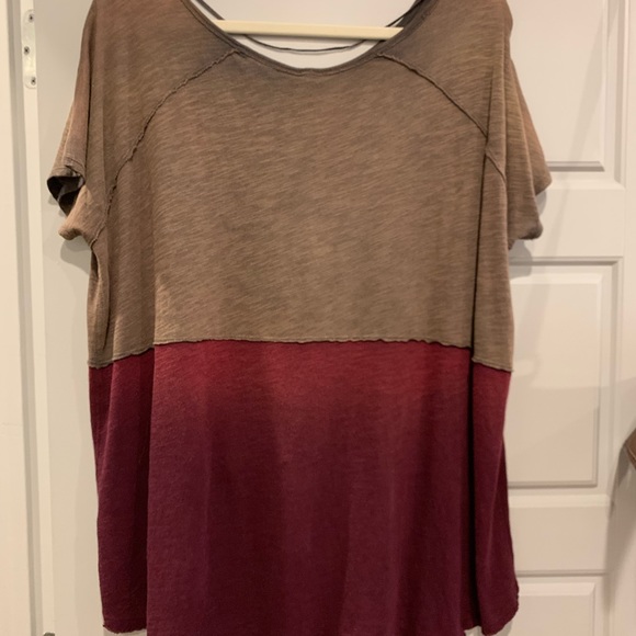 Free people high low brown and red top - Picture 2 of 3